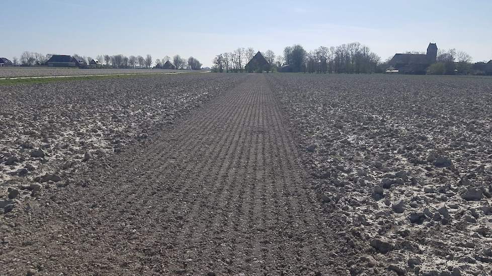 Ook deze deelnemer uit Tjerkwerd bewerkt de geploegde kleigrond op 15 april met de rotorkopeg. Dat zou na een 10 - 15 mm veel beter gaan meldt hij, maar dat zit niet in de voorspellingen.