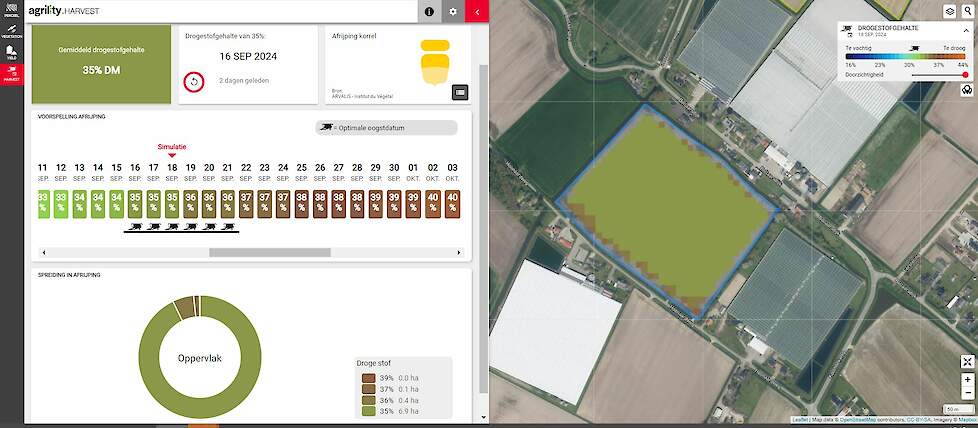 Dit perceel LG 31.206 op de zandgrond in het zuidwesten, gezaaid op 23 april, is medio september klaar om te hakselen