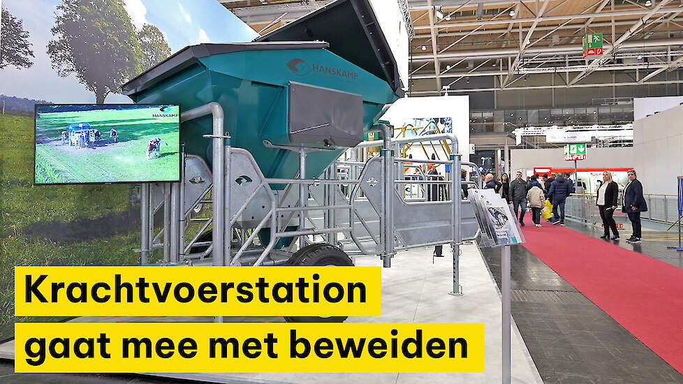 Krachtvoer in de wei bijvoeren met mobiele krachtvoerbox.