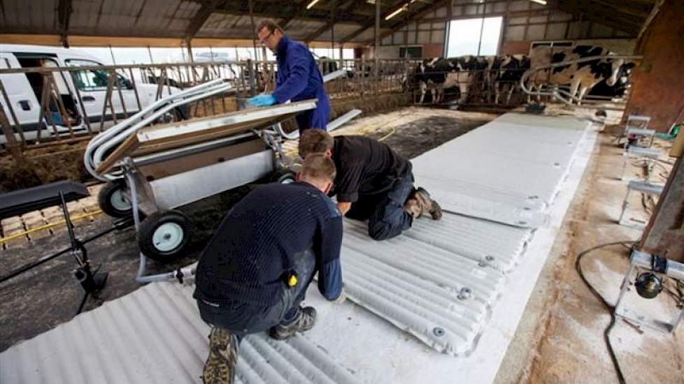 De afmeting van de matrassen is 1,22 bij 1,63 meter. Dat wil niet zeggen dat de boxafscheiding ook zo afgesteld moet zijn: een matras kan prima halverwege de box ‘eindigen’. Met kleinere stukken wordt de breedte van het boxdek precies gevuld.