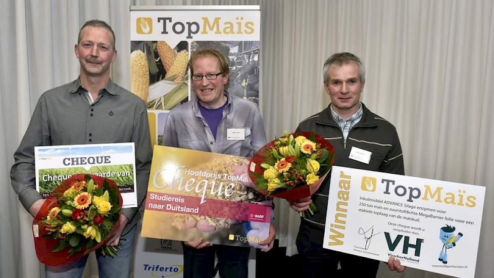 De drie finalisten van Topmaïs: Henk Eggen, Albert van der Veen en Henk Withaar (vlnr).