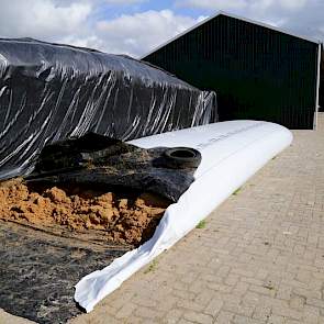 De melkkoeien krijgen een rantsoen bestaande uit 60 procent gras, 40 procent mais, twee soorten brok en Protiplus. Het extra eiwit ligt opgeslagen in een slurf naast de melkstal.