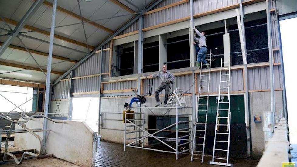 Emissiearme vloeren zagen de ondernemers niet zo zitten. 'We weiden in de zomer en dan droogt de mest op de vloer waardoor er een gladde korst onstaat. Daarnaast loopt de mest makkelijk weg tussen de roosters, en dat is bij emissiearme vloeren nog wel een