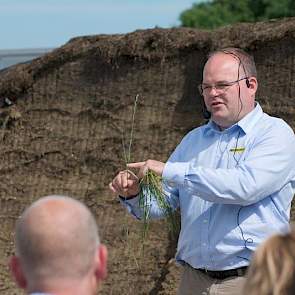 Wanneer het vierde blad komt bij Engels raaigras, sterft het onderste blad af, vertelt Ensing. Die zorgt voor schimmel in de kuil. Ook liet hij zien waar in de plant de meeste suiker (onderste gedeelte van de stengel) en waar het meeste eiwit (voor in het