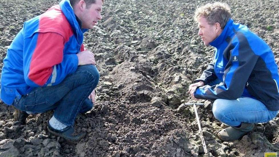 Toch is de bodemspecialist ook niet ontevreden over de bodemstructuur op de zwaardere klei. „De grond valt direct uit elkaar als je er tegenaan schopt. Ook zijn er veel wormen actief. Dat is een goed teken.”