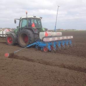 Op 23 april inzaai van ultravroege mais Asgaard in Friesland, op grasland met ernstige muizenschade