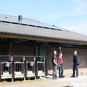 In de bestaande ligboxenstal is een ruimte voor het vrouwelijk jongvee. Voor de stierkalveren heeft Aalberts nu een afdak aan de buitenkant van de stal gemaakt.